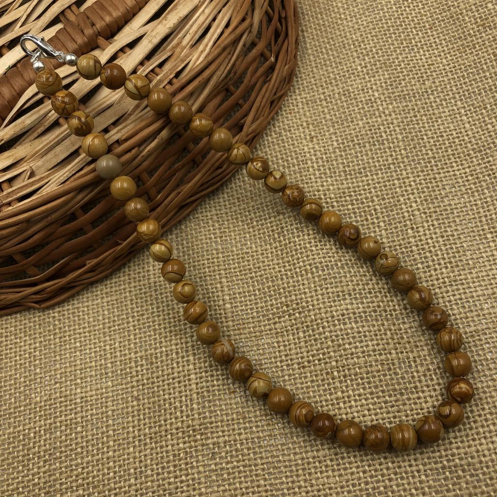 8mm Natural Camel Jasper Gemstone Round Beads Handmade Jewelry Partywear Necklace 17-20" For Birthday Gift 8BN-44