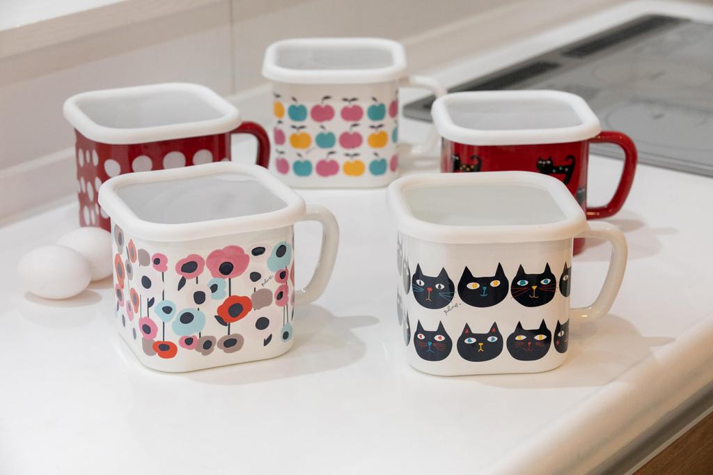 Toyoro Plune Enamel Multi Square Pot Monotone Dog D14 Size Approx. W17.8 H11.8 YJ-821
