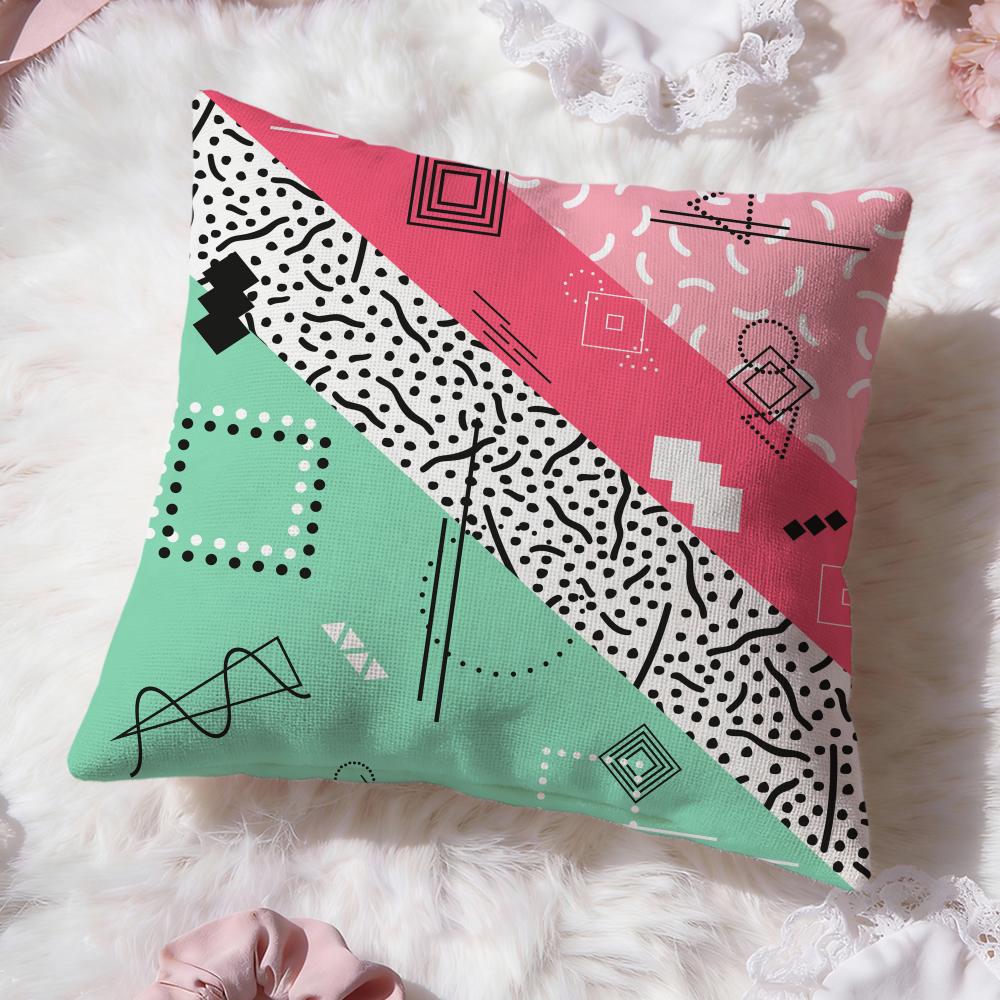 Memphis Seamless Patterns Cushion Cover Premium Comfort Reversible Pillow Cove -Two In One Design for Any Room & Car Interior