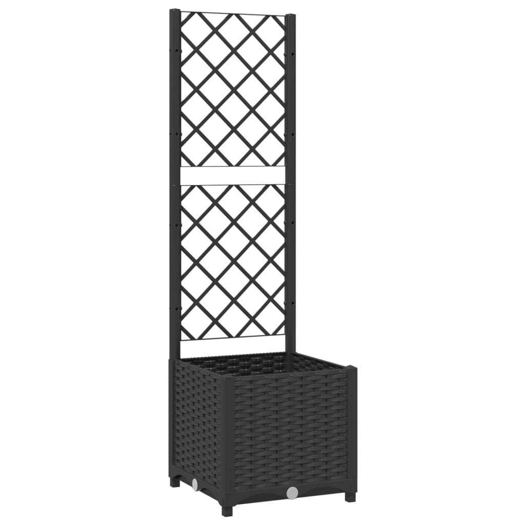 Vidaxl Garden Planter With Trellis, Black, 40X40X136 Cm, Pp