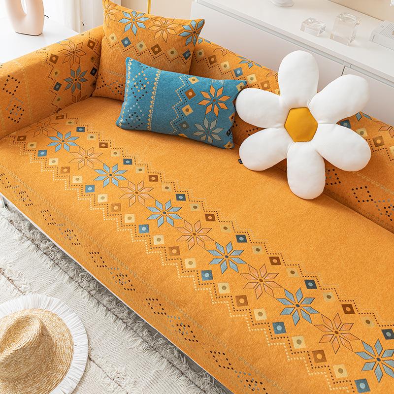 Printed Sofa Cover Four Seasons Universal Chenille Non-Slip Backrest Cover Living Room Sofa Cushion Towel Home Decoration Cover