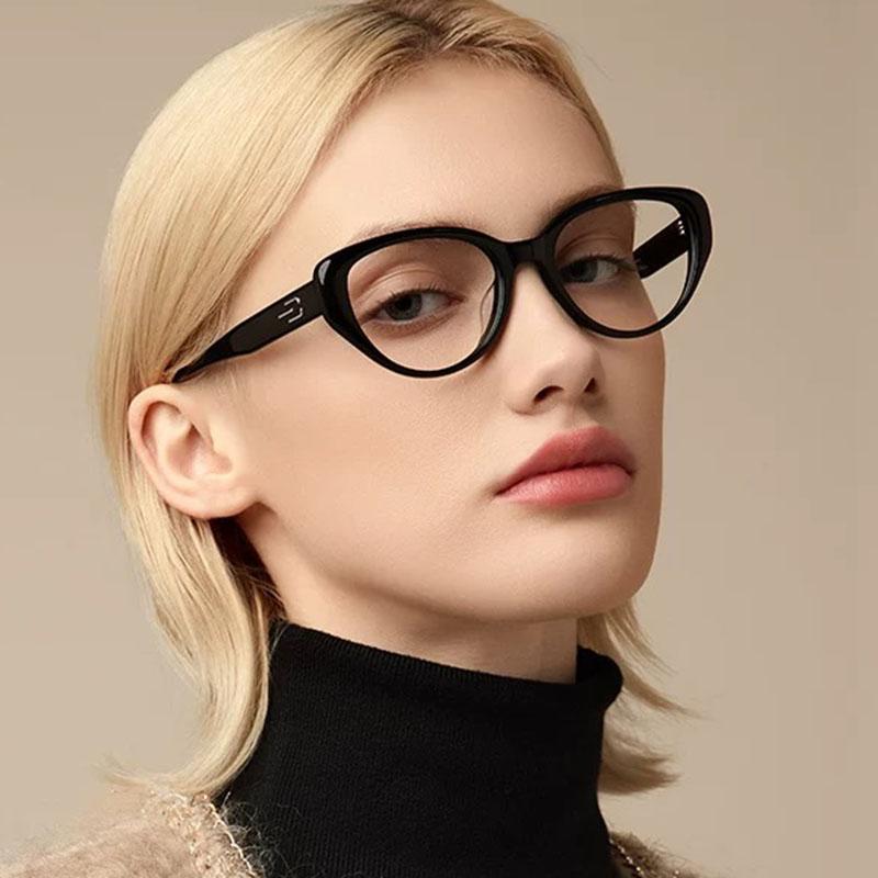 Vintage Anti Blue Light Optical Cat Eye Glasses Women For Female Myopia Prescription Frame Luxury Brand Designer  Frames
