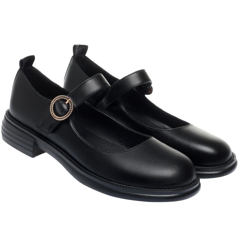 fashion New Spring Summer Fashion Women Shoes Elegant Shallow Mouth Round Toe Square Heel Casual Comfortable Soft Sole  British Style