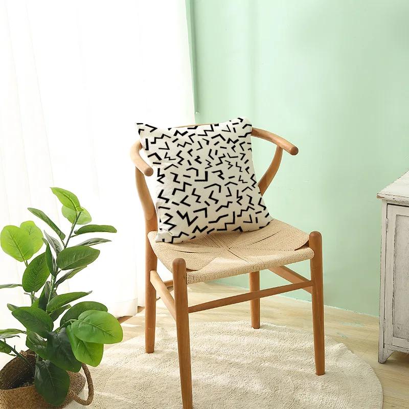 Linen Simple Black White Geometry Cushion Case Modern Nordic Simple Decorative Pillows Case Livingroom Sofa Couch Throw Pillows