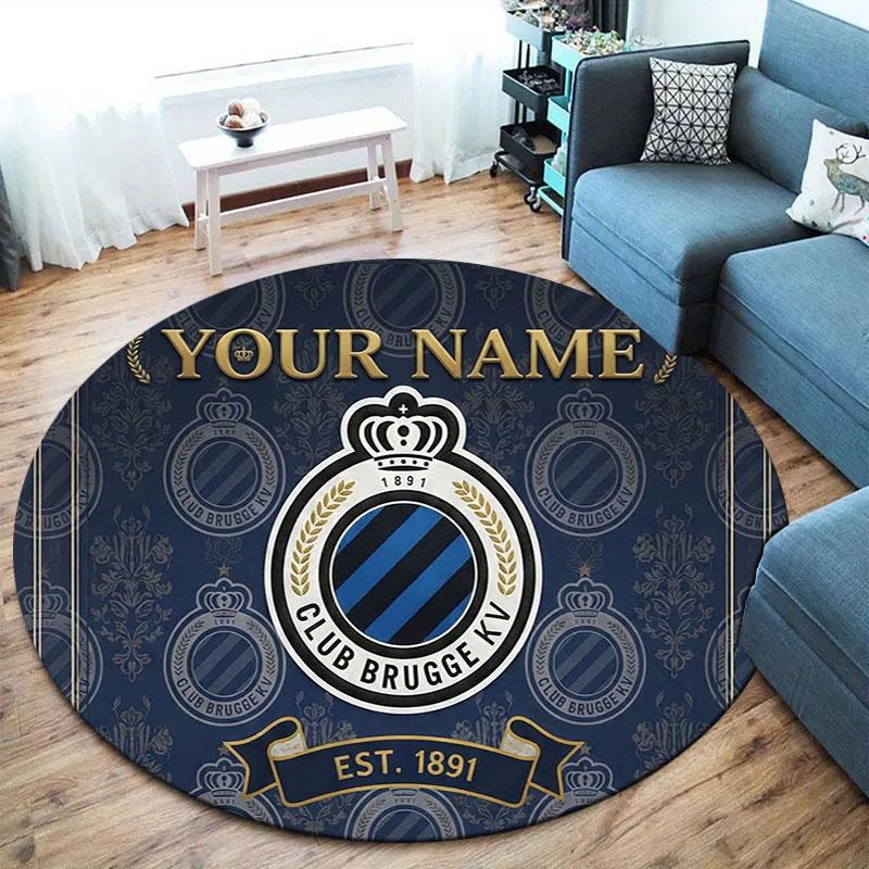 Club Brugge KV Custom Name Round Area Rug,Carpet Rug for Living Room Bedroom Sofa Playroom Decor,Non-slip Floor Mat