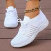 Fashion White Platform Sneakers For Women Summer 2025 Mesh Breathable Flying Shoes Woman Lace Up Tennis Casual Flats Vulcanized Shoes