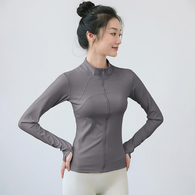 Stand-up collar blazer casual slim fit slim fit warm thin velvet jacket running tight zip cardigan yoga top
