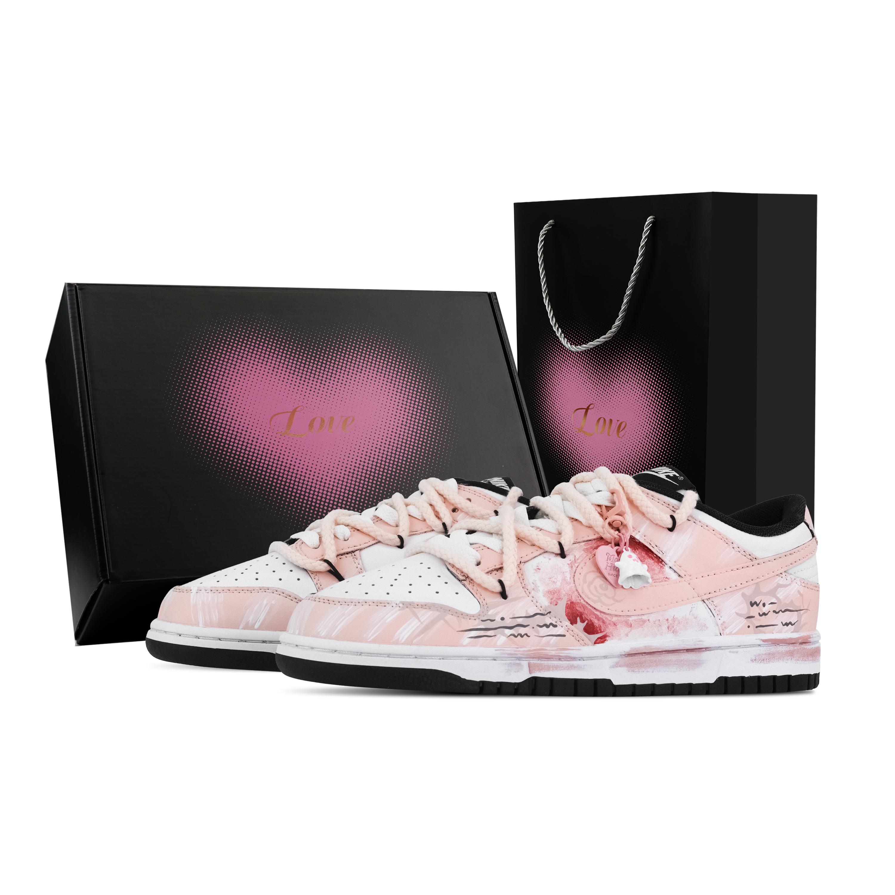 

Nike Dunk Rose Love Confession Heart Box Abrasion Resistant Low top Skateboard Shoes Unisex Pink DD1391-100(Team773--) 45