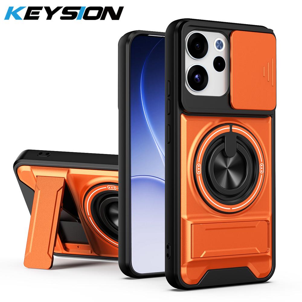 KEYSION Magnetic Phone Case for OPPO Reno15 Pro Max 5G 15 F 5G Slide Camera Protection Upright Kickstand Ring Shockproof Cover
