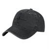 Washed Canvas Baseball Cap with Minimalist Line Art Design Black Unstructured Adjustable Hat for Casual Wear and Everyday Style