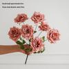 Single Stem Silk Rose Bouquet with Plastic Handle for Wedding Decoration