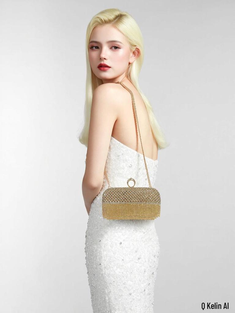 Elegant Rhinestone Tassel Clutch for Weddings & Parties