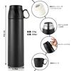 IOLOYU 500ml Stainless Steel Water Bottle with Cup, Heat-Resistant and Leak-Proof, Perfect for Elementary School Students, Girls and Boys, Easy To Cle