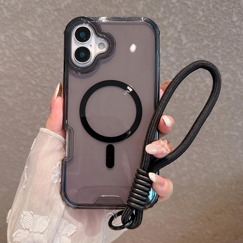 

Bright Color For Magsafe Lanyard Phone Case for iPhone 16 Pro 15 14 Plus 13 12 11 Wireless Charging Clear Magnetic Cover Case & Strap&iPhone 11