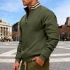 Men's Solid-color Casual Fleece Hoodie, Men's Loose Stand-up Collar Semi-zipper Casual Sport Pullover Hoodie