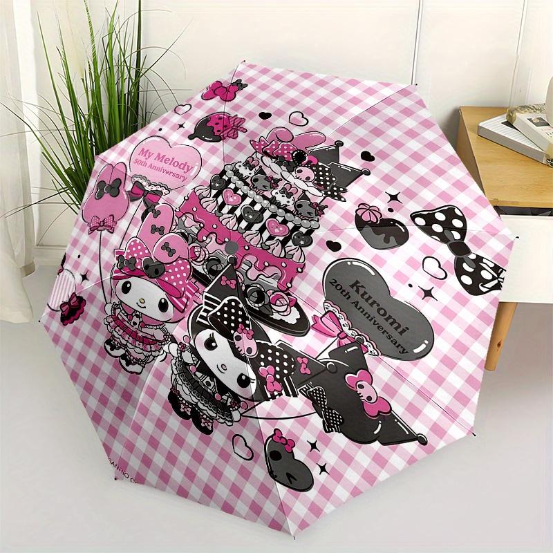 

My Melody, Kuromi Automatic Open/Close Umbrella-Cute Umbrella with Cute Design, Portable 3-Fold Compact Umbrella for Men & Women, Halloween