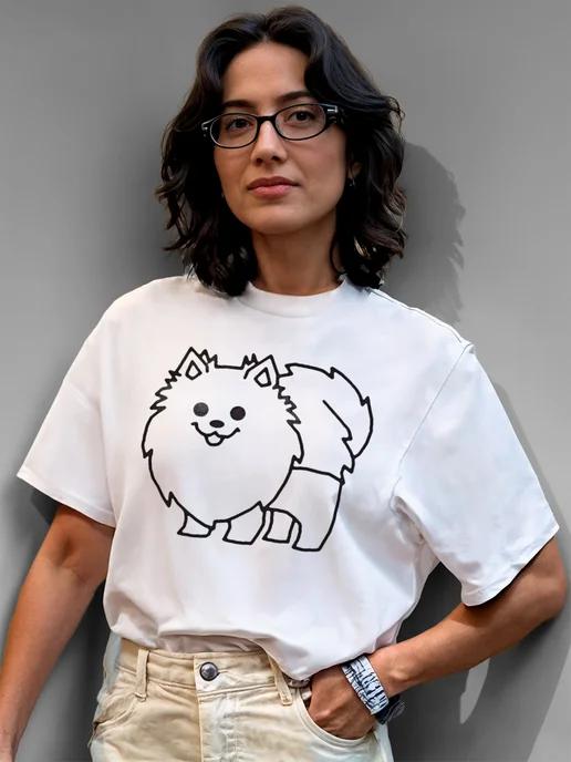 Summer T-shirt with a Spitz dog print XL
