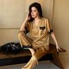 New Striped Love Pajamas Qianjin Wind Premium Short Sleeve Pajamas Women's Ice and Snow Silk Spring Summer Comfortable Loungewear