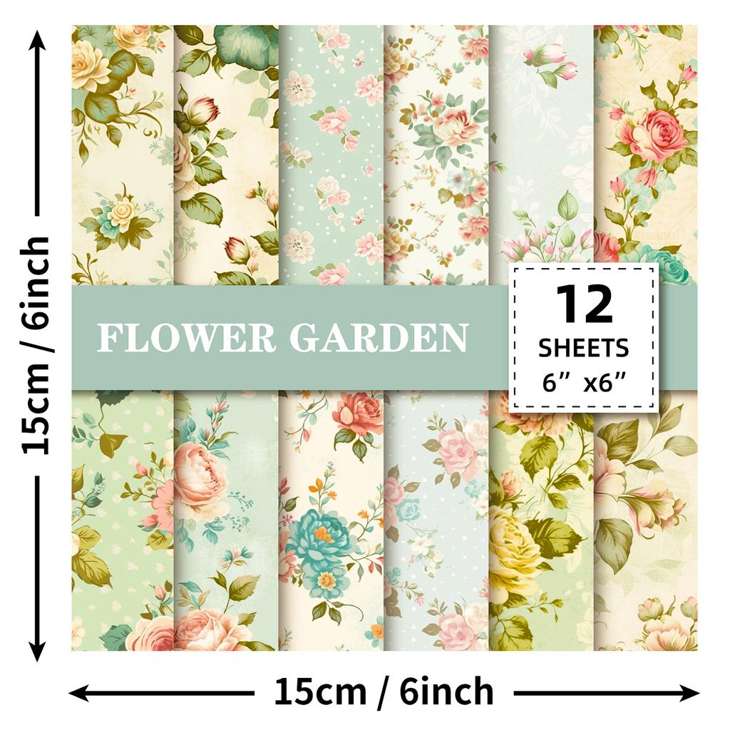 DIY12 Sheets/pack Photo Album Decoration Cut Thin Rendering Paper Palace Flower Handbook Material Background Paper 6 Inch Card Paper