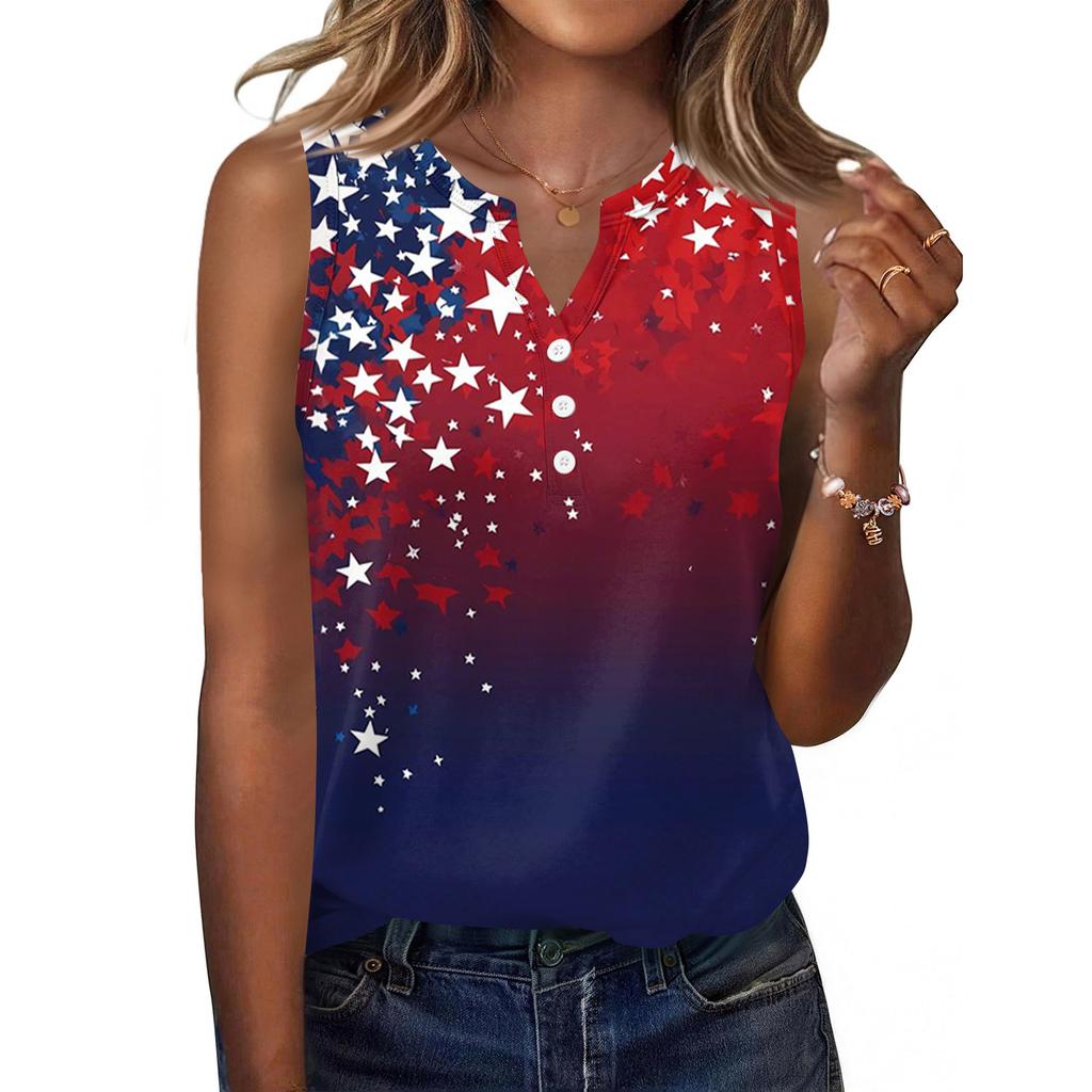 Square Collar Tank Top Women Print Tank Tee Casual Loose Fit Sleeveless Shirt