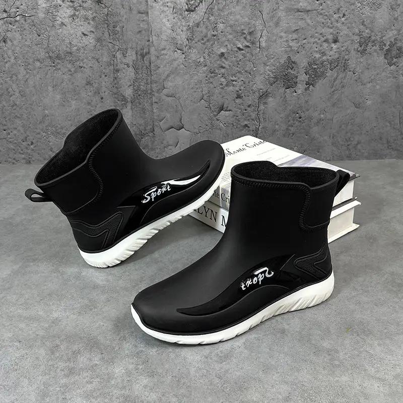 Men's  Short Tube Fashion Winter Outdoor Warmth Waterproof Anti Slip Rain Boots Work Shoes Kitchen Fishing Water Shoes