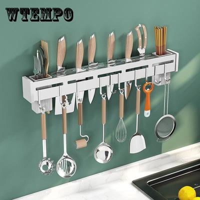 Kuchyňský úložný stojan 30/40/50 cm s háčky Nástěnné kuchyňské police na hůlky Organizér na ukládání nožů Domácí doplňky
