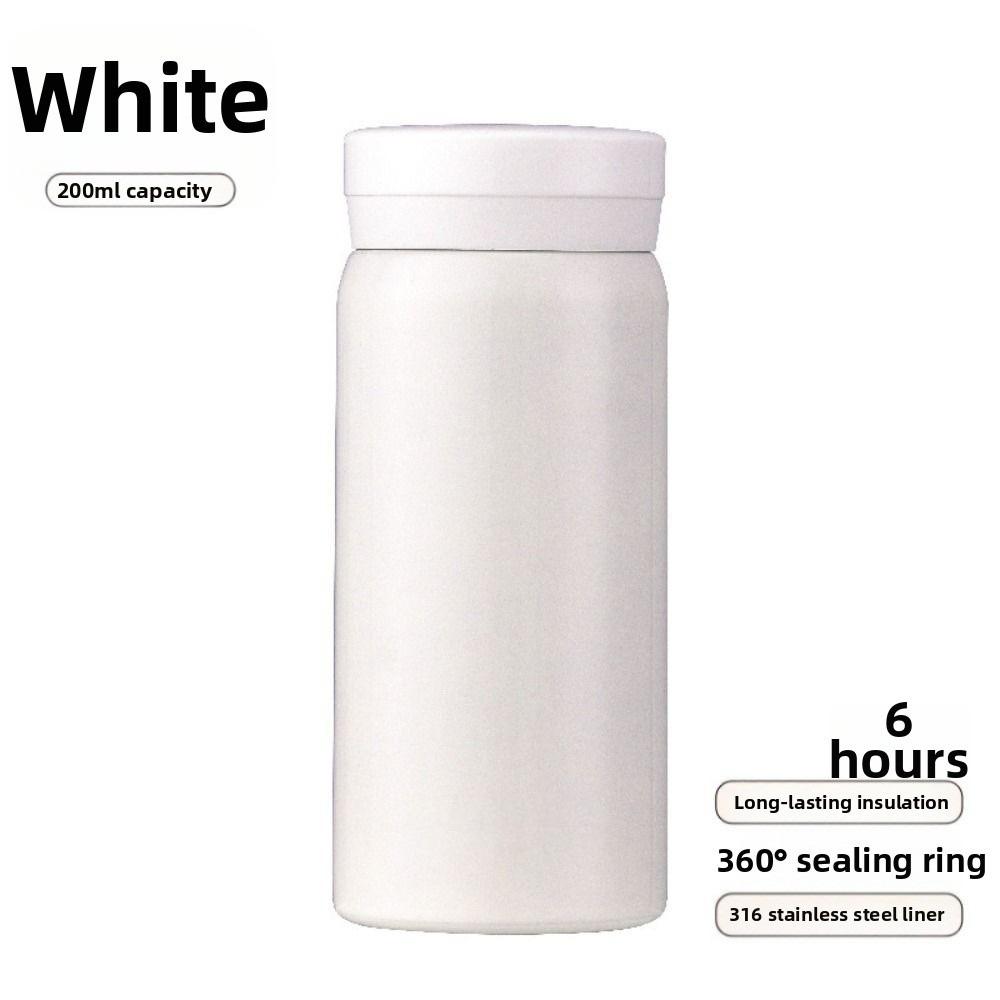 

200ml Mini Thermos Cup 316 Stainless Steel Portable Fashion Water Cup Leak-proof Ultra-compact Drinkware Travel 201-300ml белый