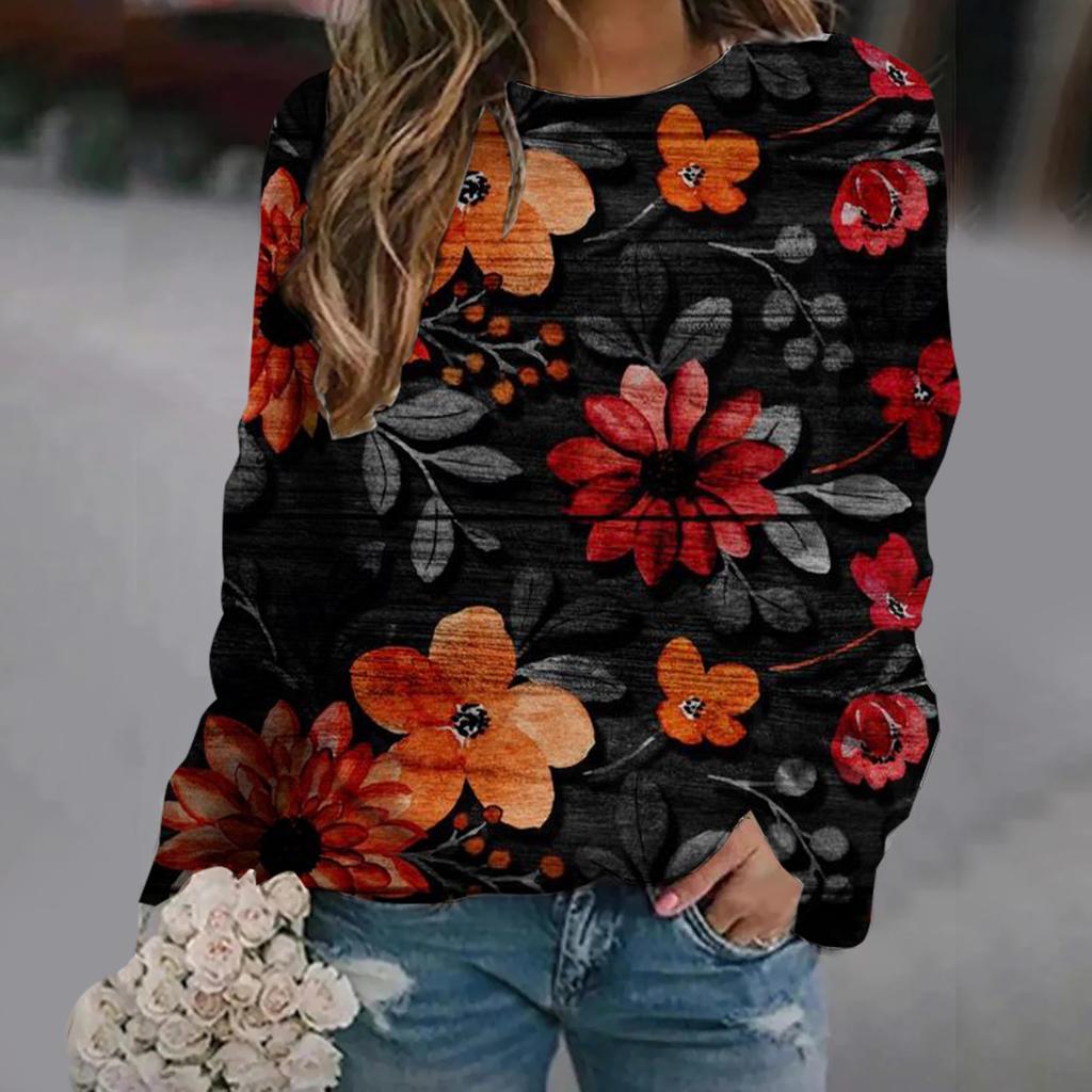 Mode Floral Blume 3D-Druck Sweatshirts Damen Rundhals Raglanärmel Kapuzenpullover Y2k Pullover Harajuku Oberteil Damenbekleidung