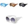 Stylish European American Big Frame Catwalk Sunglasses 2023 New Retro Elliptical Shades Ins Streetwear Black Lens Red Frame