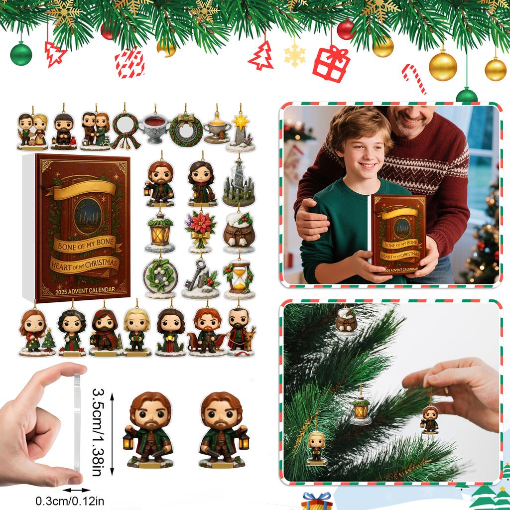 2D Flat Acrylic Mystery Box 24pcs Pendant With Airplane Box Funny Christmas Countdown Calendar