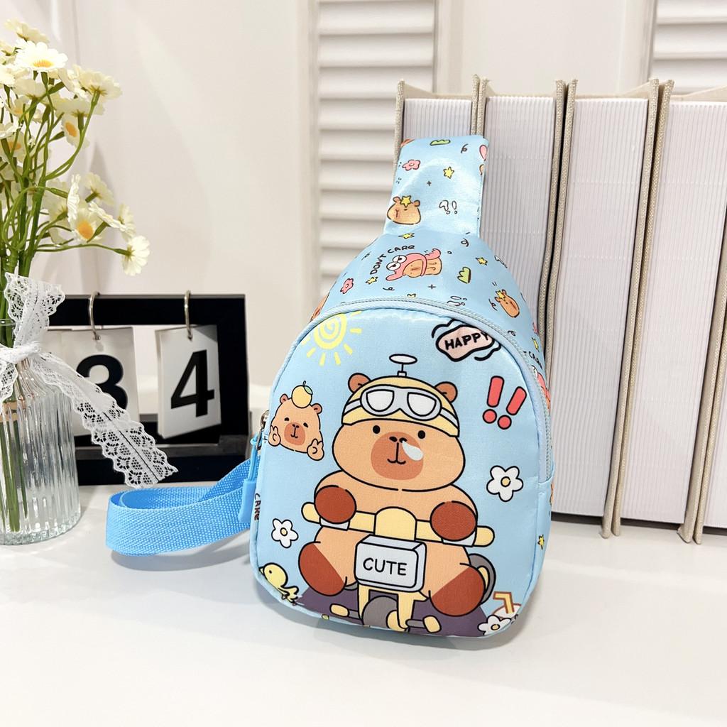 Capybara Preschool Children Nylon Crossbody Bag Animal Pattern Everyday Design