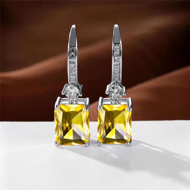 

Серьги-капли в стиле бохо серебряного цвета для вечеринки, маленькие, изящные, квадратные, с камнями, для женщин, прямоугольные, висячие серьги, свадебные украшения серебряный/жёлтый