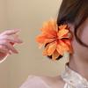 Elegant Sweet Petal Hair Clips Vintage Flower Duckbill Clip Red Fabric Hair Barrettes  Women Use