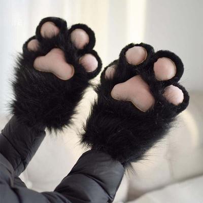 Furry Plush Cat Paw Gloves Cartoon Cat Claw Mittens Cute Cosplay Costume Gloves  Club