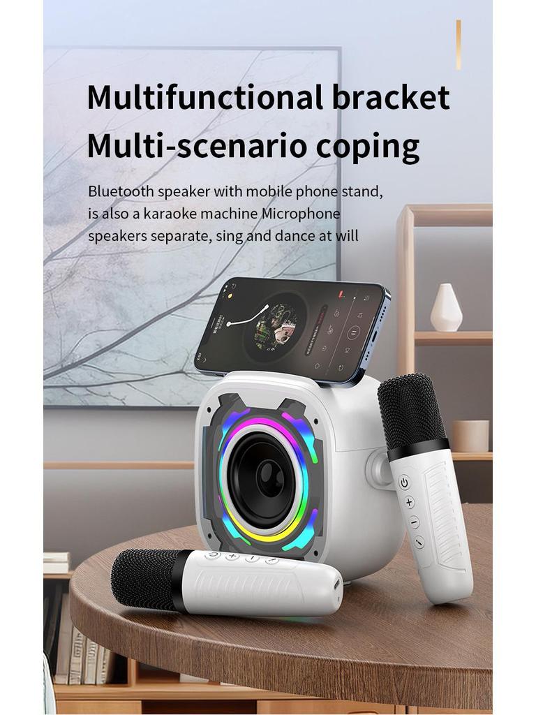 V11 Kabelloser Bluetooth Karaoke-Lautsprecher: Tragbarer, Outdoor-, Schreibtischtauglicher Subwoofer mit Mikrofon