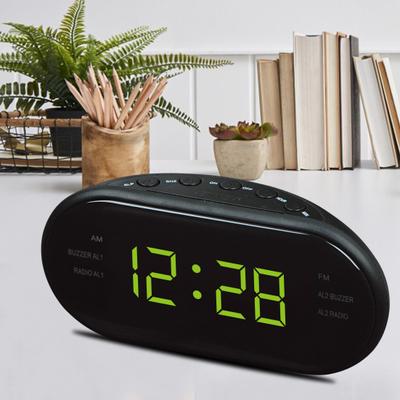 1 set sveglia elettronica radio funzione snooze orologio con display digitale a LED per l'ufficio della camera da letto di casa