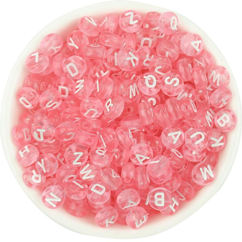100pcs/Lot 7mm Mixed Letter Acrylic Beads Colored Transparent Round Flat Spacer Alphabet  Beads For DIY Craft Bracelet Necklace
