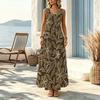 Sleeveless Floral Maxi Dress,Summer Casual Loose Fit Lightweight Dress,Elegant & Fresh,Perfect for Vacation & Daily Wear