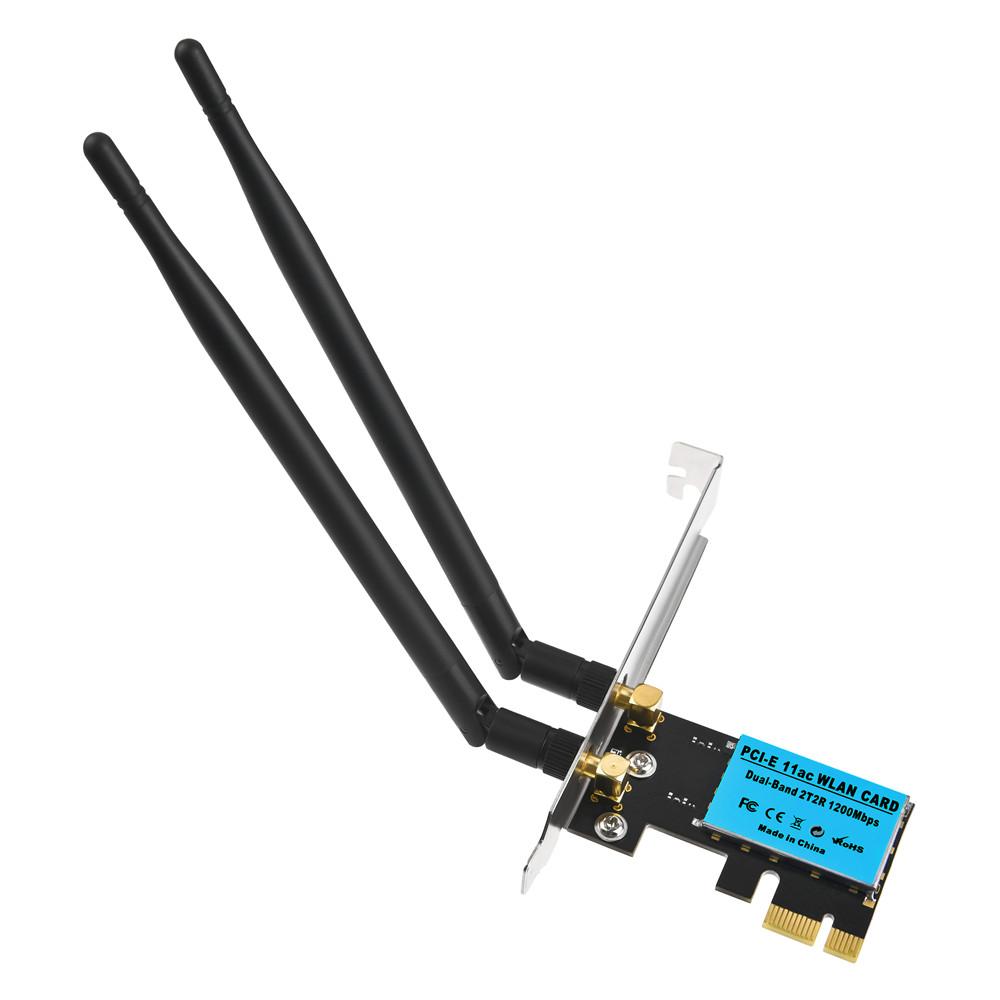 2.4G/5G Dual Band 1200Mbps PCI-E Wireless WiFi Card Network Adapter for Desktop