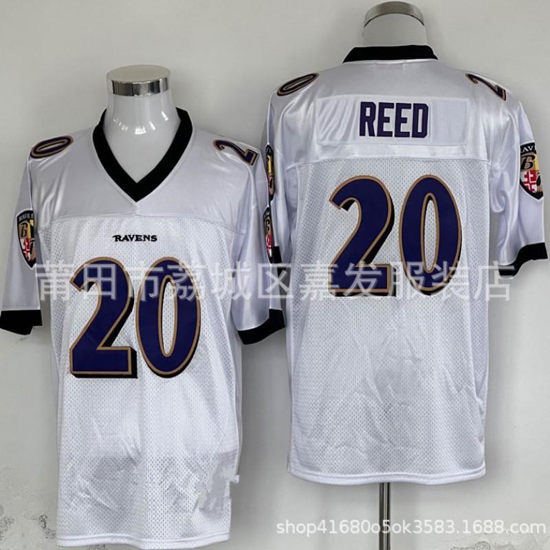 Baltimore Ravens NFL Camiseta de Fútbol para Hombre Algodón Cosido Uniforme del Equipo 52 Ray Lewis 20 Ed Reed