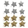 Sparkling Golden Star Xmas Tree Ornaments Set of 6 Hanging Decorations