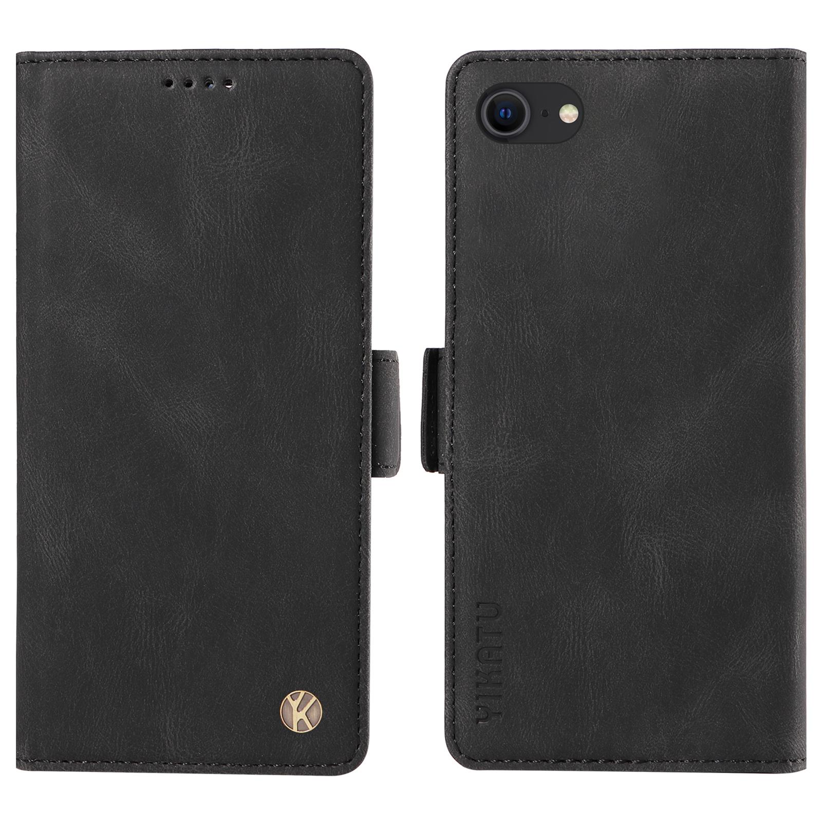 

YIKATU YK-005 Wallet Case for iPhone 6/6s/7/8/SE (2020)/SE (2022),PU Leather Skin-touch Stand Protective Phone Cover Black