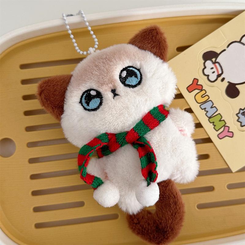 

Милый мультяшный шарф Хвост Котенок Плюшевый брелок Сиамский котенок Мягкая игрушка Подвеска для рюкзака Аксессуары для ключей автомобиля Подарки