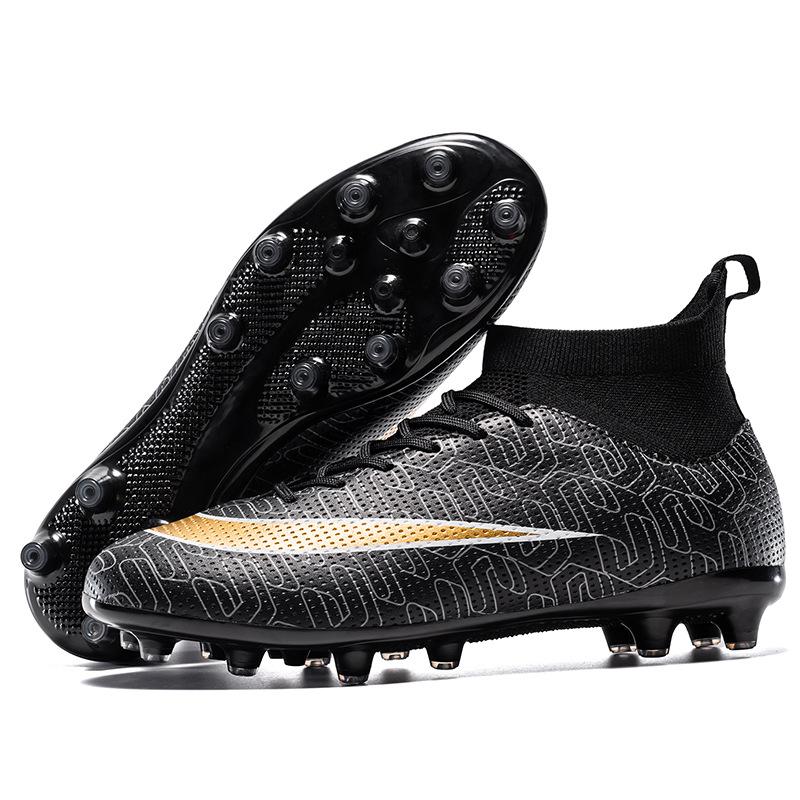 New Children's Football Shoes Men's Broken Nails Long and Short Nails Female Students Flat Artificial Turf High-top Sneakers