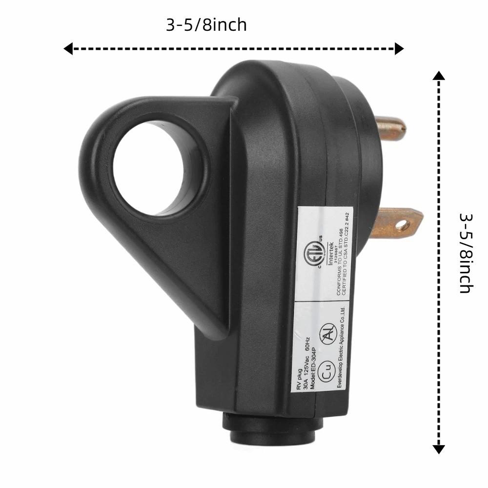 Durable 30A 125V Electrical Adapter Ergonomic Grip Handle RV Plug Male Plug RV