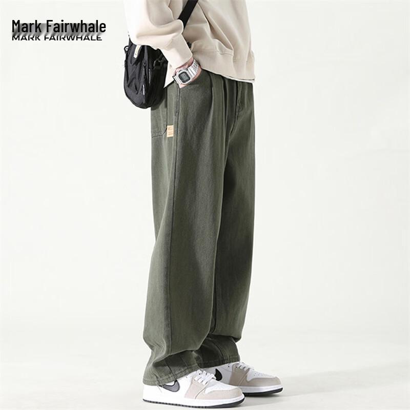 MARK FAIRWHALE Men's Winter American Casual Loose Wide-Leg Long Pants
