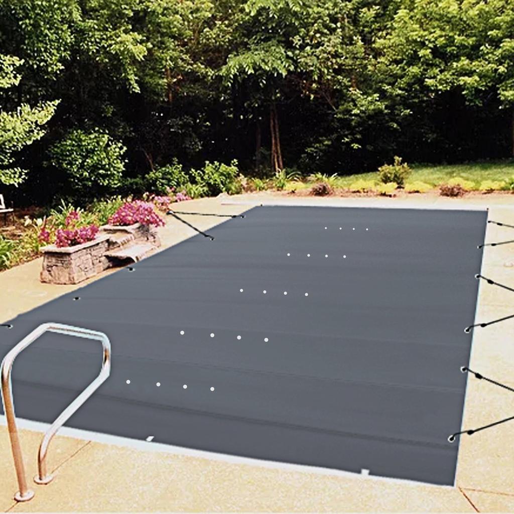 Pool Safety Cover, 13x23 ft In-ground Pool Cover, Charcoal PVC Pool Covers, Rectangular Safety Pool Cover Winter Pool Cover Solid Safety Pool Cover