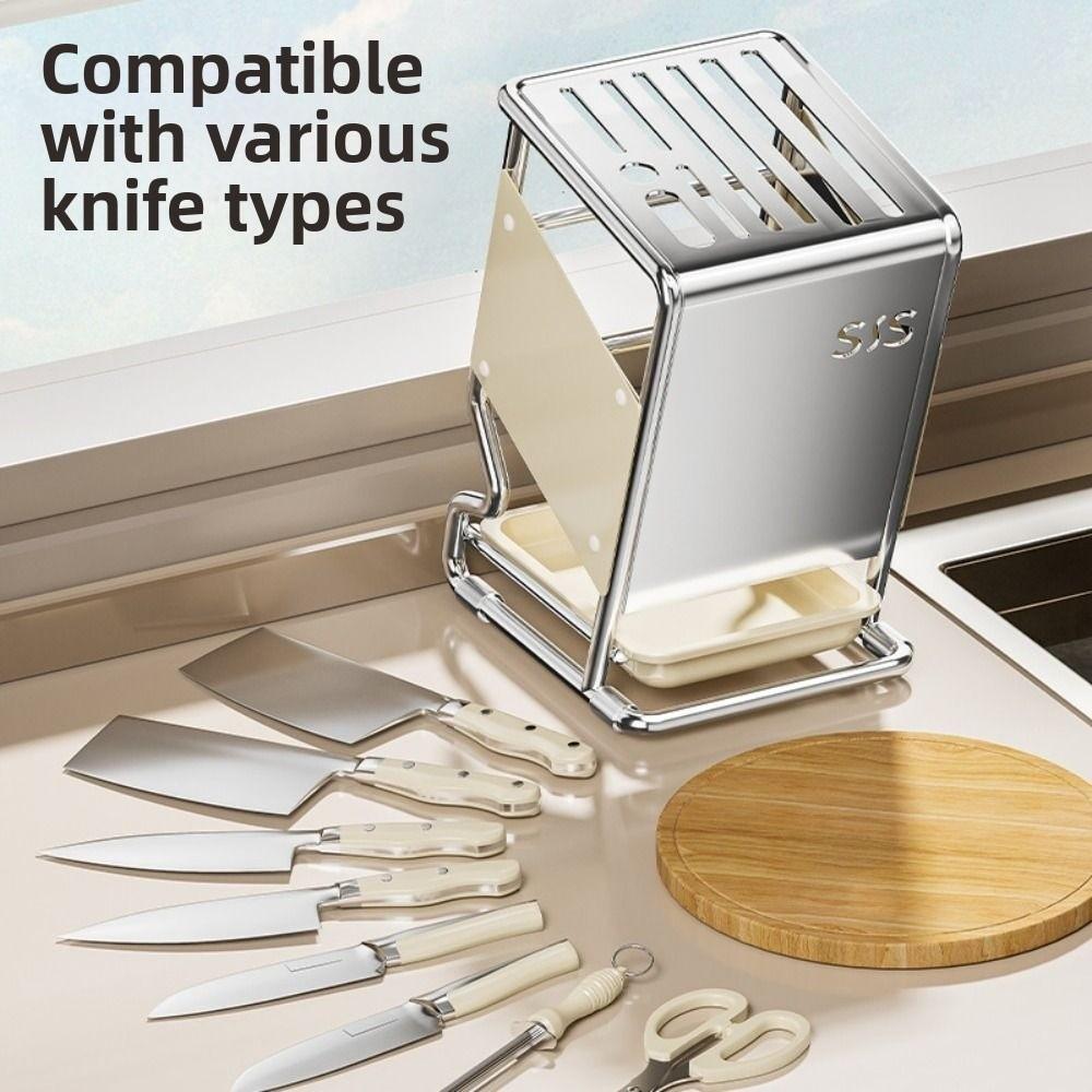 Multifunctional Kitchen Utensil Organizer Drain Tray Tool Storage Rack Cutter Holder  Household