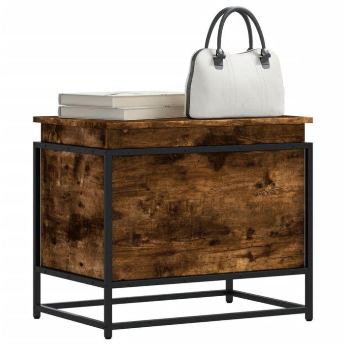Boîte de rangement avec couvercle chêne fumé bois d ingénierie