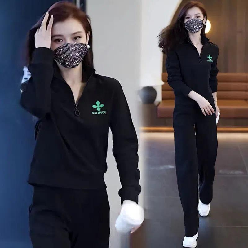 Casual Sportswear Suit for Women, Autumn and Winter Fashionable Large Size Loose Slimming Two-piece Set